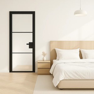 Custom Professional High Quality Soundproof Double Glazed Tempered Glass Swing Door For Hotel And Office Entrance
