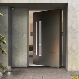 Miami-Dade Certificate NFRC North American Style Panel Tempered Glass Aluminium Entrance Pivot Doors