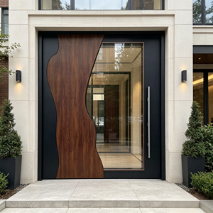 Commercial Aluminum Pivot Door with Solid Wood