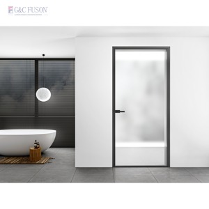 Fuson Soundproof Customized Casement Aluminium Alloy Glass Door Exterior Security Entrance Steel Main Doors