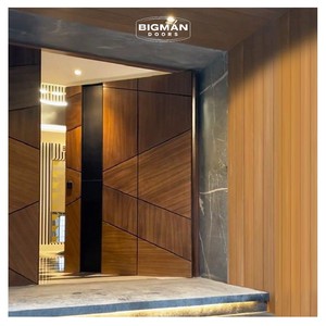 Big Size Fireproof Geometry Lines Pivot Door Modern Design