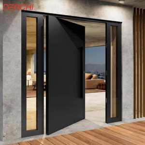 High Quality Exterior Entrance Cast Aluminium Front Main Door Modern Residential With Glass Pivot Security Entry Doors