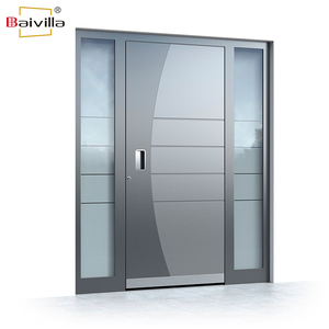 Modern Style Custom Villa Exterior Entrance Smart Lock Aluminum Alloy Glass Door