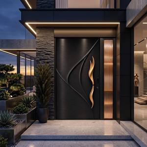 Architectural Modern Wave Pivot Door Luxury Oversized