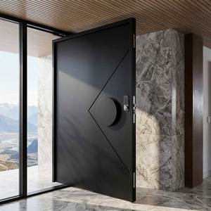 Modern Entry Door Steel Aluminum Security Front Pivot Anti-Theft Main Entrance Door