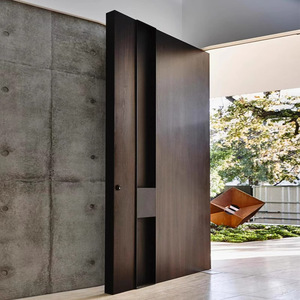 High Security Exterior Main Entrance Doors Customized Wooden Aluminum Pivot Front Entry Door