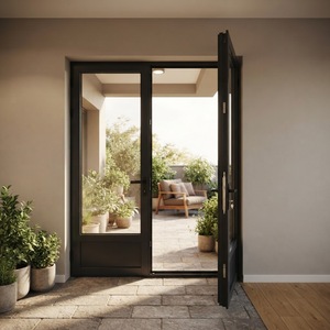 Thermal Break Contemporary Luxury Aluminum Tempered Glass Waterproof Customized Villa Patio Double Swing French Door