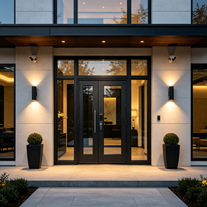 Thermal Break Aluminum Security Entry Door Glazed Ballistic Glass Exterior Door