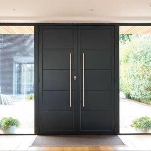 Popular Hot Sale Main Entrance Double Door Design Aluminum Sound Insulated Windproof Security Front Entry Doors