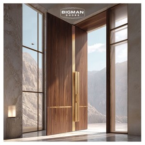 Modern Extra Large 6m High Waterproof Solid Wood Steel Frame Pivot Entrance Main Front Entry Door Heavy with Duty Pivot Hinge